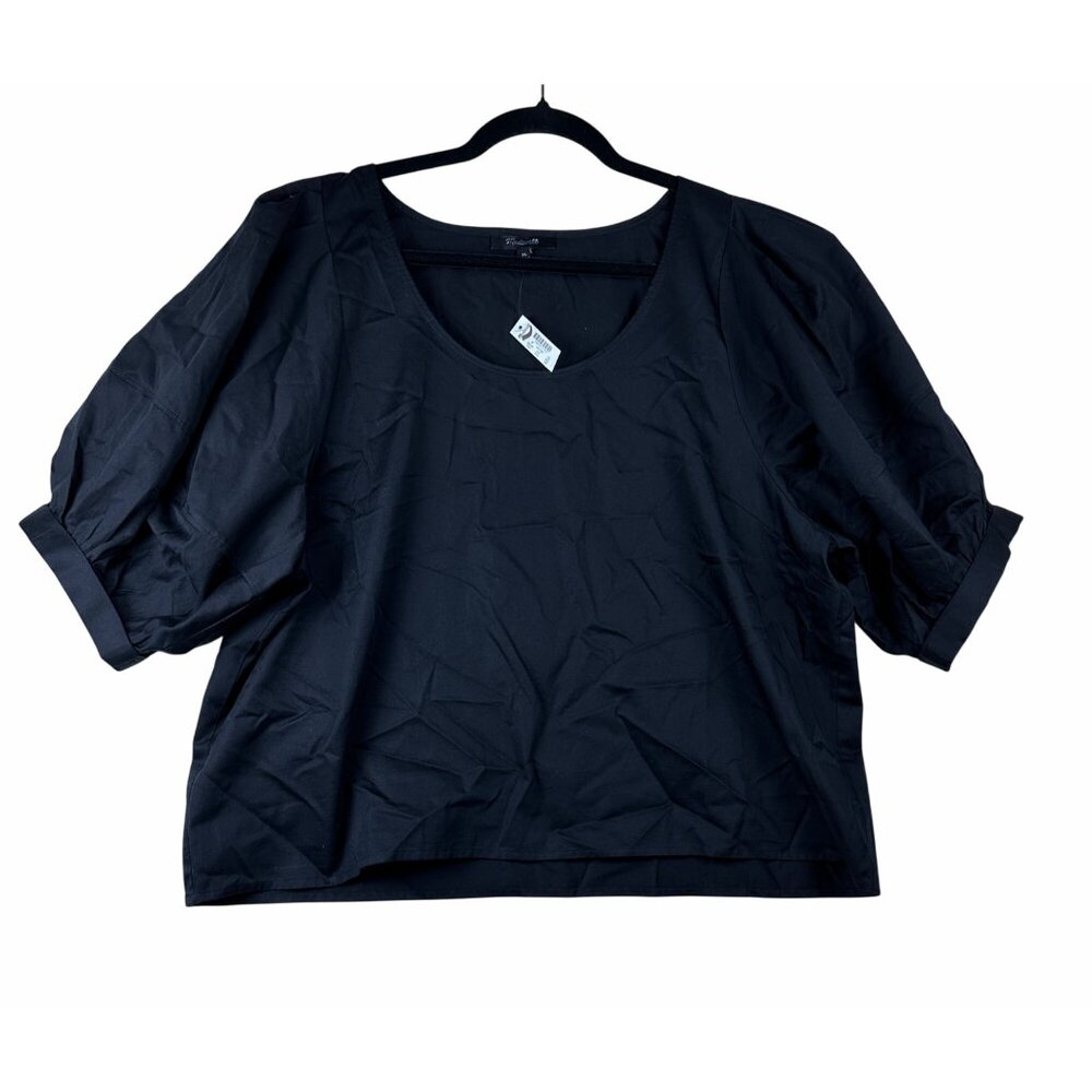 Madewell Womens Relaxed Scoopneck Short-Sleeve Top Black Sz XL Puff Sleeves NWT - Picture 3 of 11